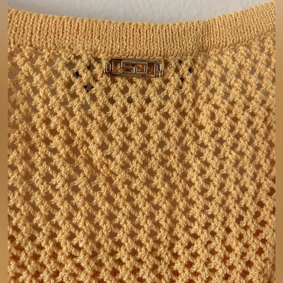 St. John Sport Wool Blend Open Knit Tank Top Size S Sleeveless Golden Yellow - Picture 6 of 8